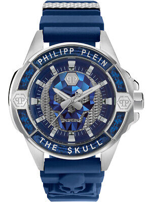 Pre-owned Philipp Plein Pwaaa1722 The $kull Carbon Fiber Mens Watch 44mm 5atm