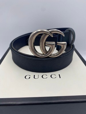 gucci 414516 gg marmont belt 9036 gold platedx leather black 204631599275