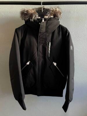 MACKAGE MEN'S DIXON-X DOWN BOMBER JACKET BLACK/SILVER