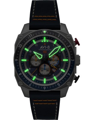 Pre-owned Avi-8 Av-4100-02 Hawker Hunter Dual Time