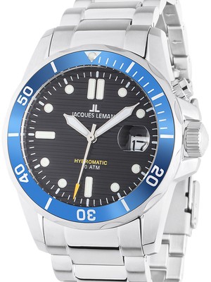 Pre-owned Jacques Lemans 1-2170j Hybromatic Diver Mens Watch 41mm 20atm