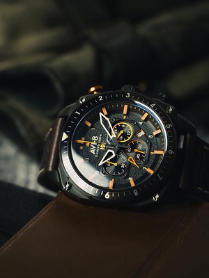 Pre-owned Avi-8 Av-4100-08 Hawker Hunter Dual Time