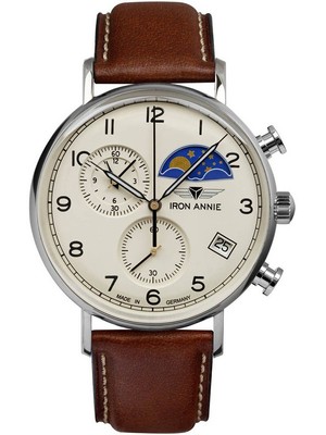 Pre-owned Annie Iron  5994-5 Amazonas Chronograph Moon Phase Mens Watch 41 Mm
