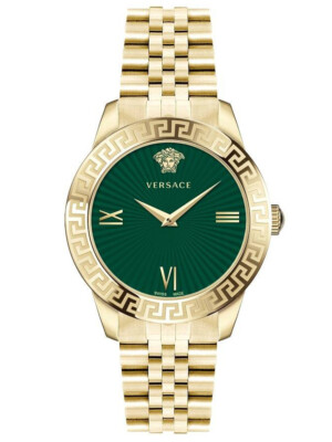 Pre-owned Versace Vevc00619 Greca Signature Ladies 38mm 5atm