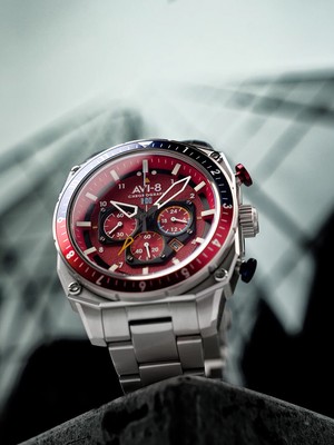 Pre-owned Avi-8 Av-4100-22 Hawker Hunter Dual Time