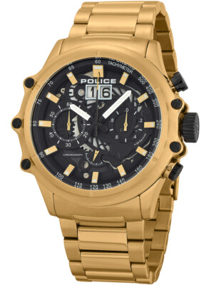 Pre-owned Police Pl16018jsg.02m Luang Chronograph Mens Watch 48mm 10atm
