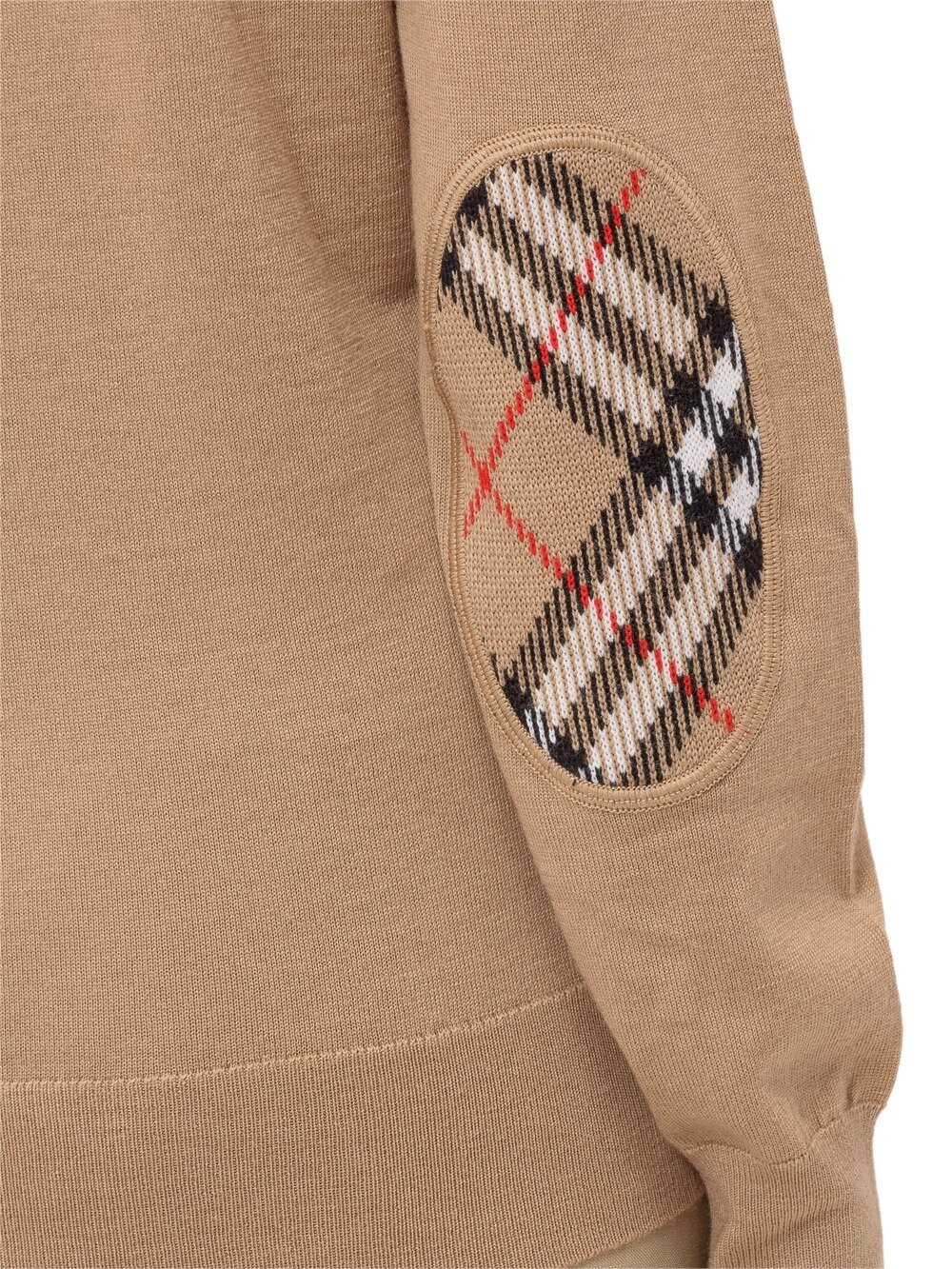 Pre-owned Burberry $830  Bempton Camel Merino Wool Elbow Check Patches Pullover Sweater S In Beige