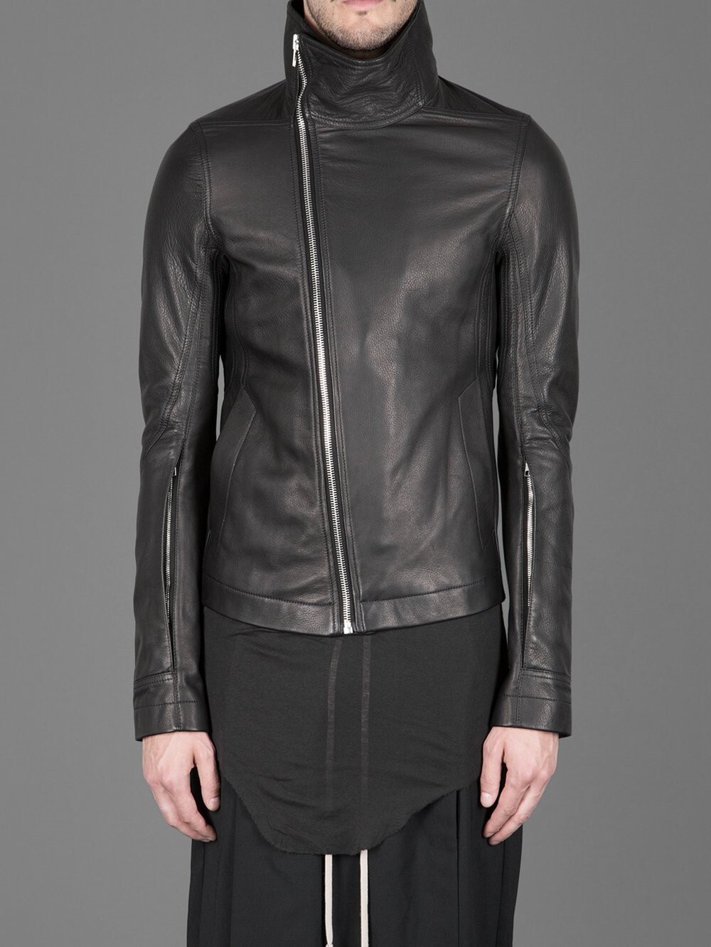 RICK OWENS BAUHAUS LEATHER JACKET BLACK EU 52 US 42 L FITS RICK OWENS BAUHAUS LEATHER JACKET BLACK EU 52 US 42 L FITS