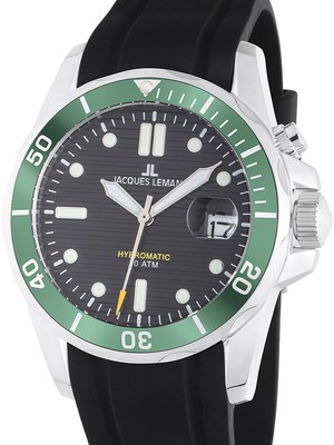 Pre-owned Jacques Lemans 1-2170e Hybromatic Diver Mens Watch 41mm 20atm