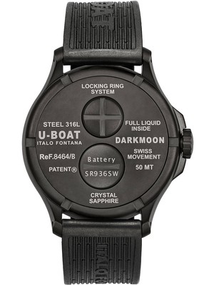 Pre-owned U-boat 8464/c Darkmoon Mens Watch 44mm Ipb 5atm