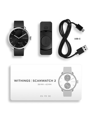 Pre-owned Withings Hwa10-model 1-all-int Scanwatch 2 Black 38 Mm 5atm