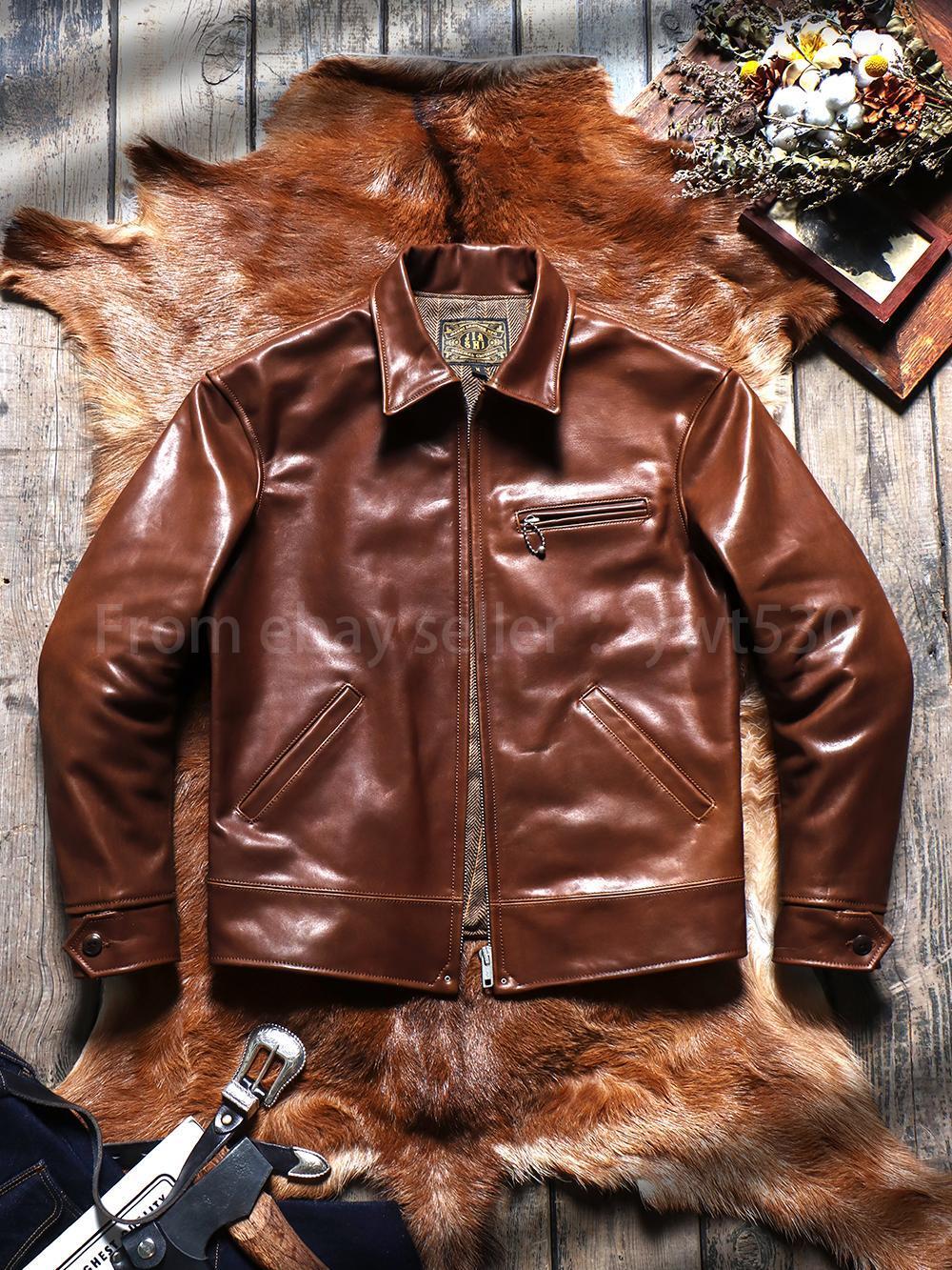 ジャケット・アウター Vtg TENDERROIN horse leather combi coat Vintage Iron Horse Clothing Co. MEN'S Leather Jacket Size L