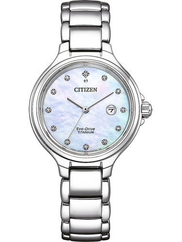 Pre-owned Citizen Ew2680-84d Eco-drive Titanium Ladies Watch 31mm 10atm