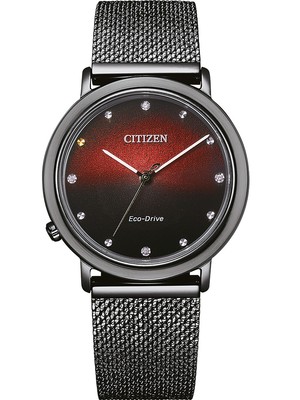 Pre-owned Citizen Em1007-47e Eco-drive Elegance Ambiluna Ladies Watch 34mm 5atm