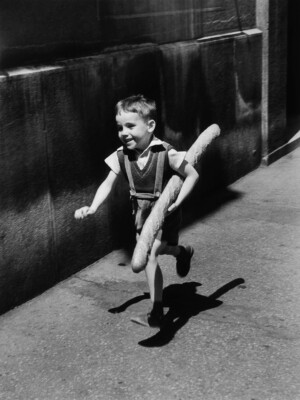 CANVAS Petit Parisian (Boy Running with Bread) 24x32 Gallery Wrap