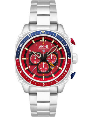 Pre-owned Avi-8 Av-4100-22 Hawker Hunter Dual Time