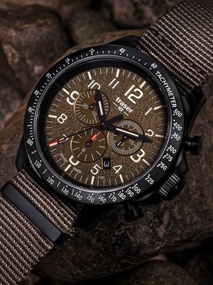 Pre-owned Traser H3 109459 P67 Officer Chrono Khaki Nato 46mm 10atm