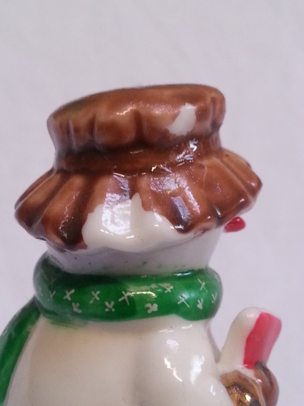 Porcelain Snowman Dinner Bell Snowflake Mittens Hat Scarf Holiday Winter Decor