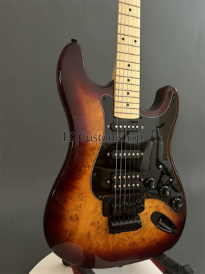 Vintage Sunburst ST Electric Guitar Burl Maple Top Floyd Rose Maple Fretboard