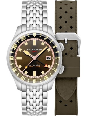 Pre-owned Spinnaker Sp-5121-22 Mens Watch Bradner Gmt Automatic 42mm 18atm