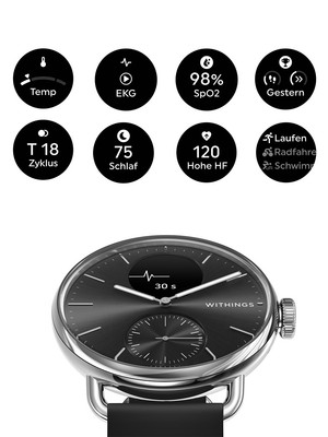 Pre-owned Withings Hwa10-model 1-all-int Scanwatch 2 Black 38 Mm 5atm