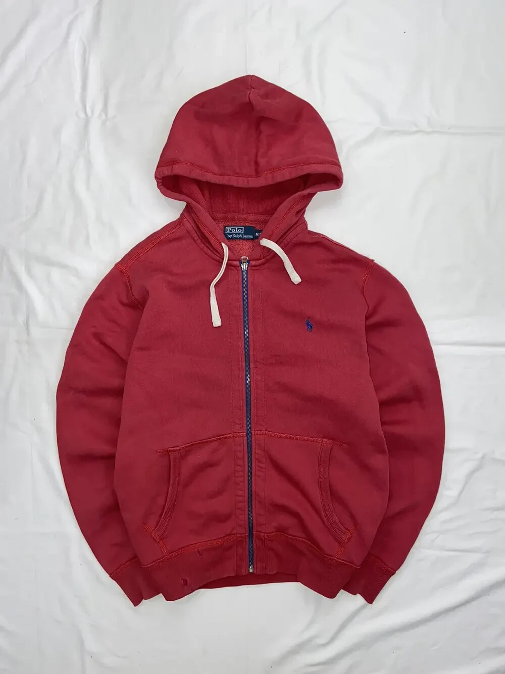 VINTAGE POLO RALPH LAUREN PRL FADED Y2K ZIP UP RED