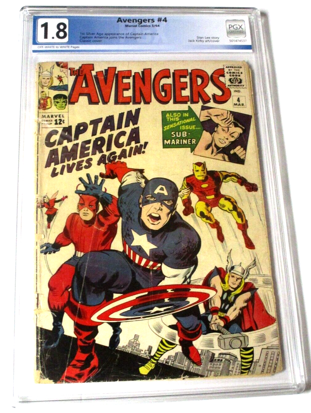 AVENGERS #4 1964 1ST SILVER AGE CAPTAIN AMERICA PGX GRADED
