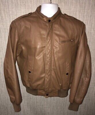 Reed Sportswear Mens Brown Leather Cafe Bomber Style Jacket Size 40 NO LINER