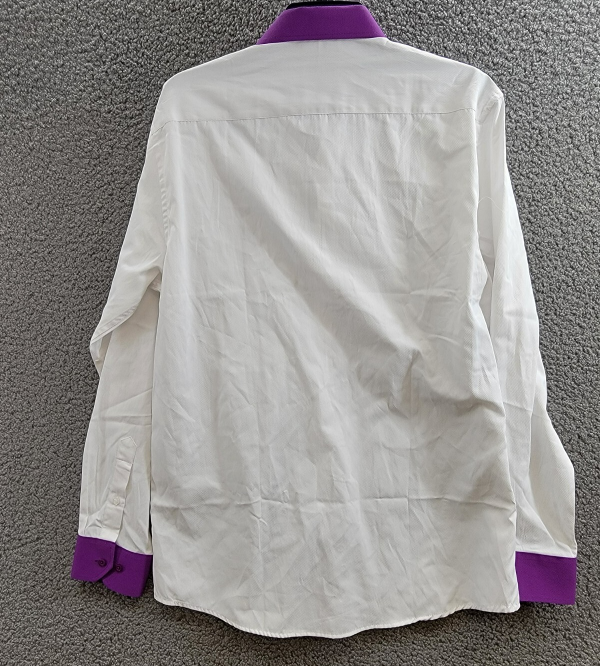 Tayion Collection Slim-Fit Purple Trim Dress Shirt Men's L 16-16.5 34-35 White - Picture 13 of 19