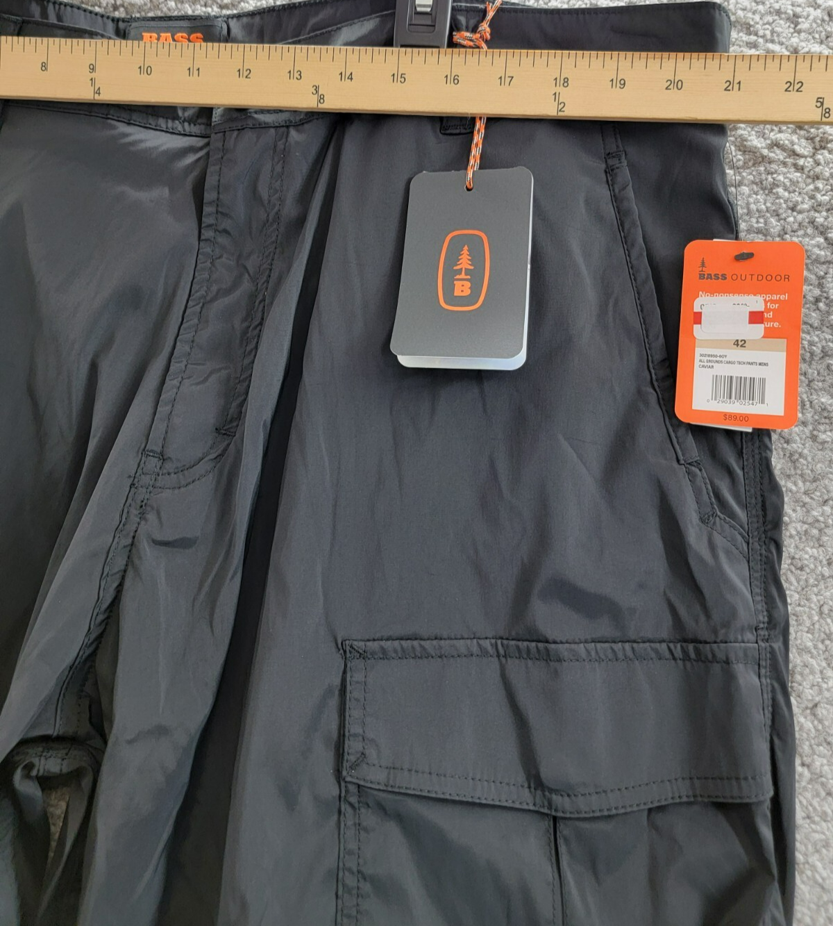 BASS OUTDOOR Regular-Fit Stretch Performance Cargo Pants Men's 42 Caviar Solid - Picture 5 of 18