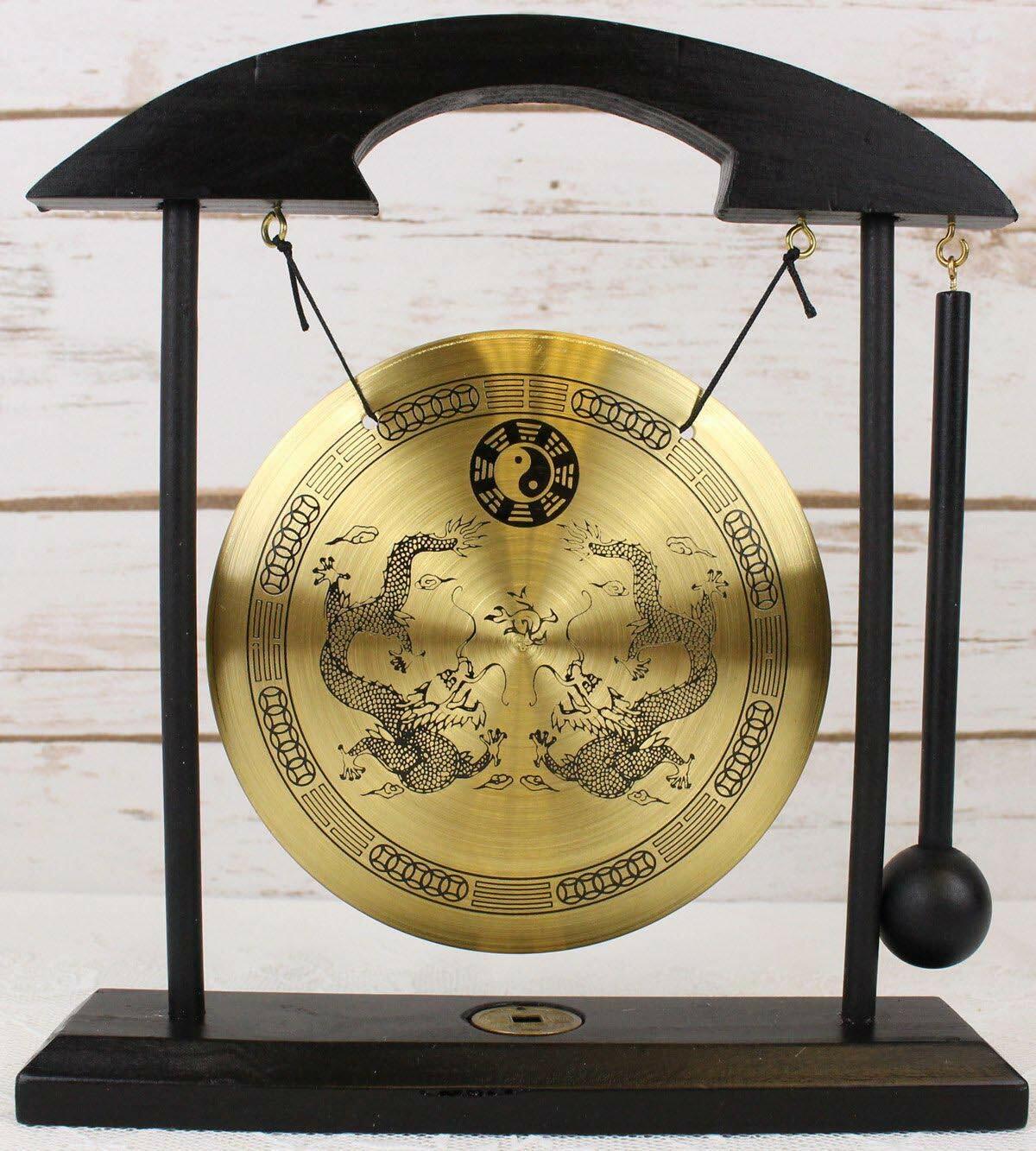 Zen Table Gong TaiChi Dragon Feng Shui Meditation Desk Bell Home Decor Gift USA