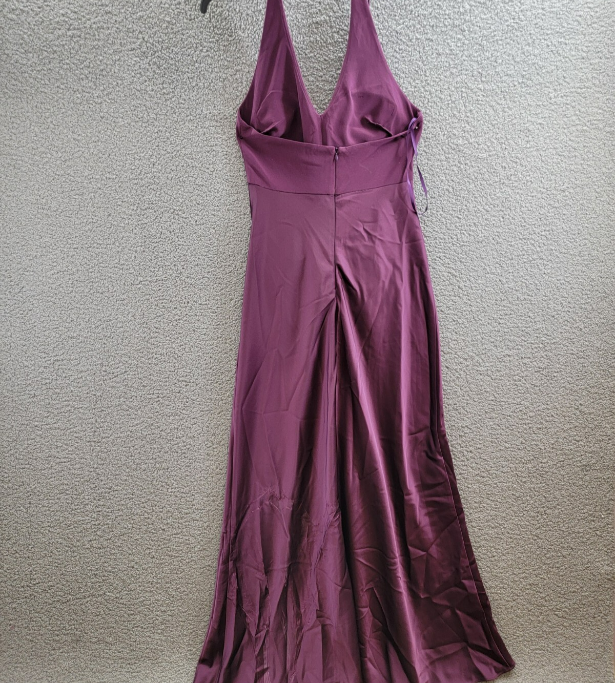 AQUA Halter Mixed Media Gown Women's 10 Purple Drape Front Tie Zip Back Closure - Picture 10 of 18