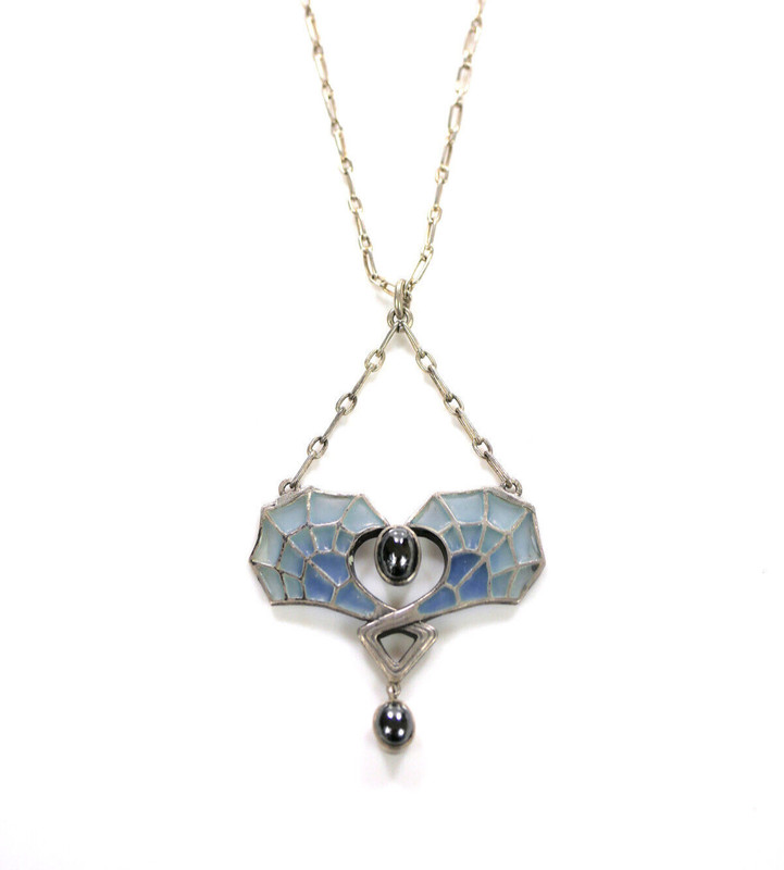Jugenstil - Collier - Levinger & Bissinger - Fensteremaille - 900er Silber ~1900