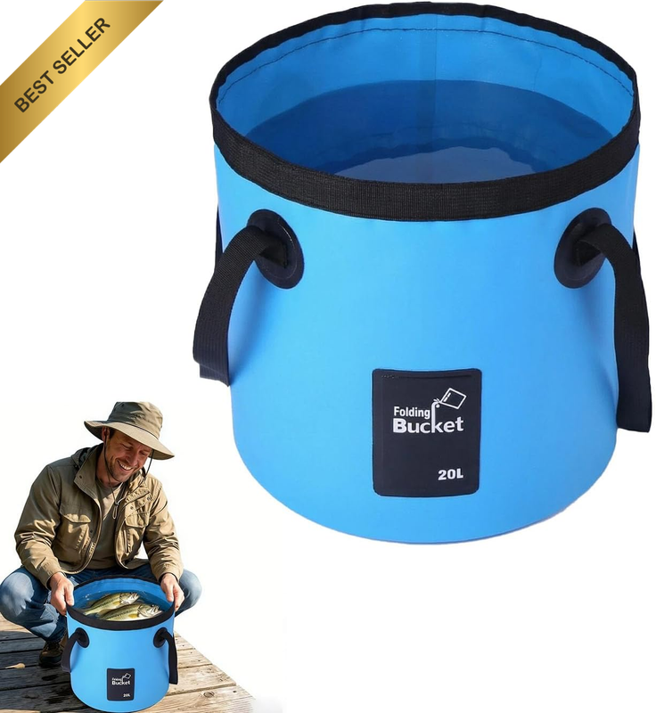 20L Collapsible Bucket, Foldable Camping Bucket with Reinforced Handle, Waterpro