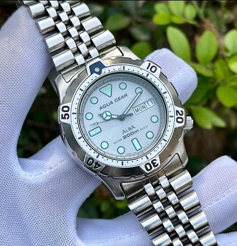 美品◎SEIKOALBAAQUAGEARセイコーアルバ アクアギアメンズ 腕時計 Vintage Seiko Alba Aqua Gear JDM Diver 200 M Japan Men's