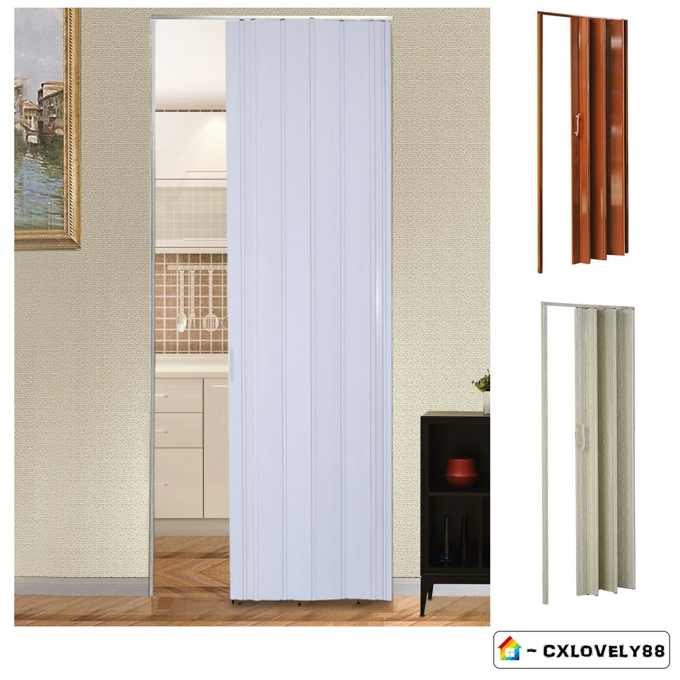 New Plastic Folding Concertina Door Pvc Gloss Sliding Door Panel