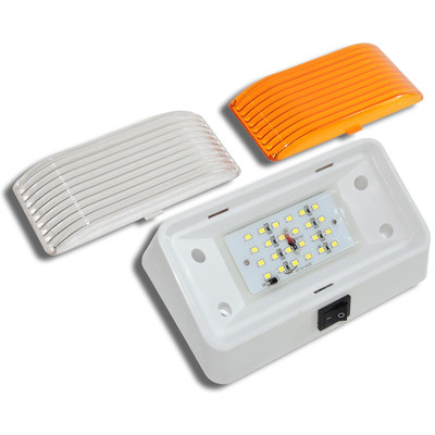 12V Light Fixture LED RV Exterior Porch Utility Light w/switch Clear/Amber Lens