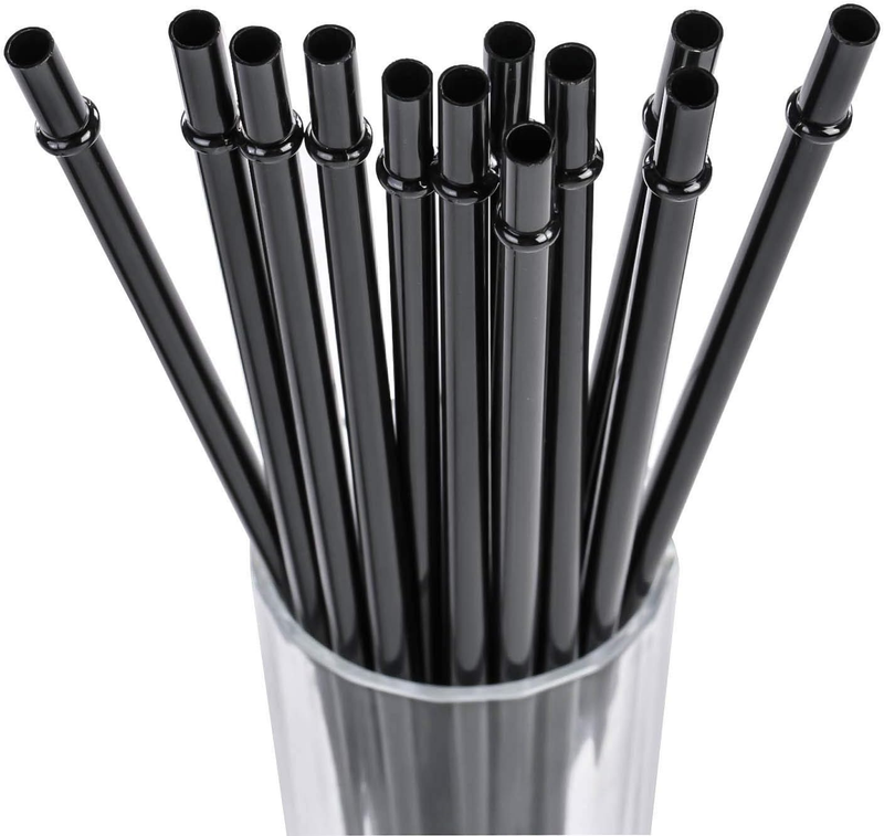 13 Inch Long Black Reusable Plastic Replacement Drinking Straws for 40 Oz & 50 O