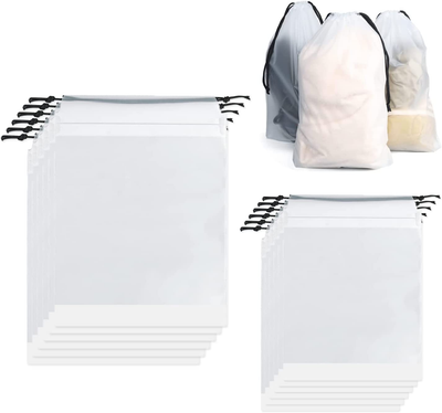 14Pcs Transparent Shoe Bags with Rope for Travel Storage Packing