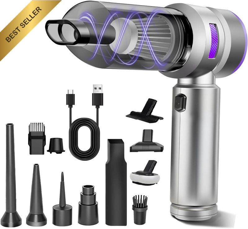 Car Vacuum Cleaner 15000PA Cordless Handheld, 4in1 Air Duster Brushless
