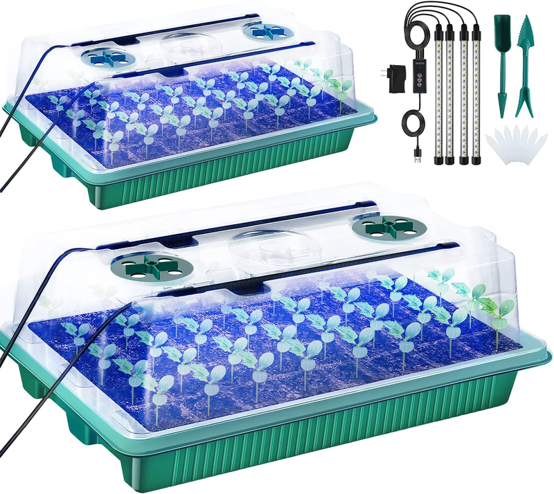 Seed Starter Tray with Grow Light, 2 Packs Seed Tray Kits with 80-Cell/Seedling