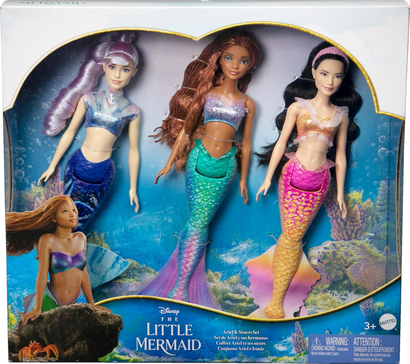 Disney Little Mermaid Sisters Doll Set, Fashion Dolls Set for Girls, Kids Toys