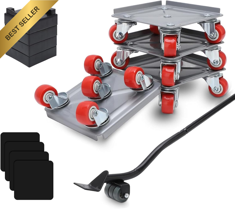 Heavy Duty Furniture Dolly Set of 4, Carbon Steel Furniture Movers with 360° Swi