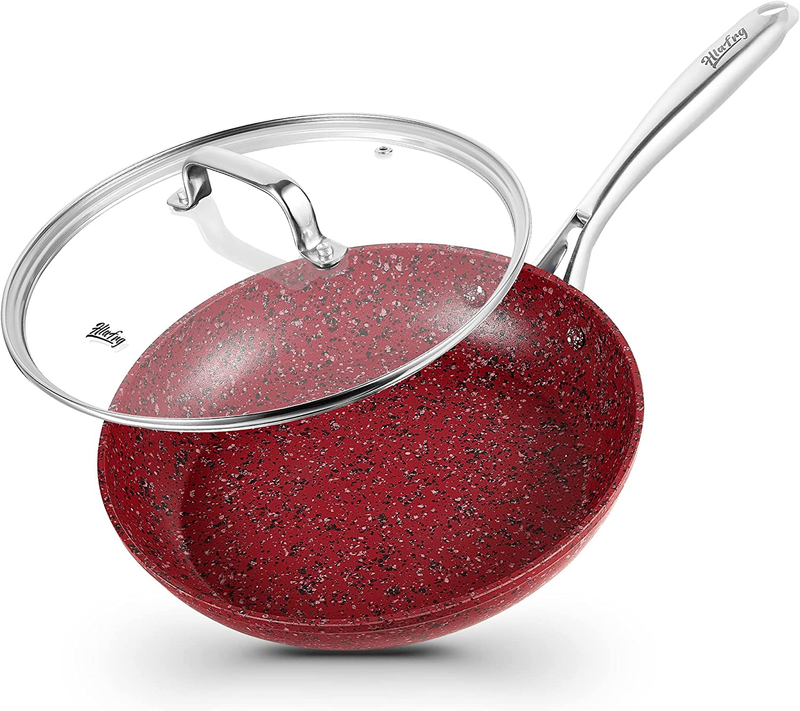 With Lid, Red Granite Skillet With Non Toxic A