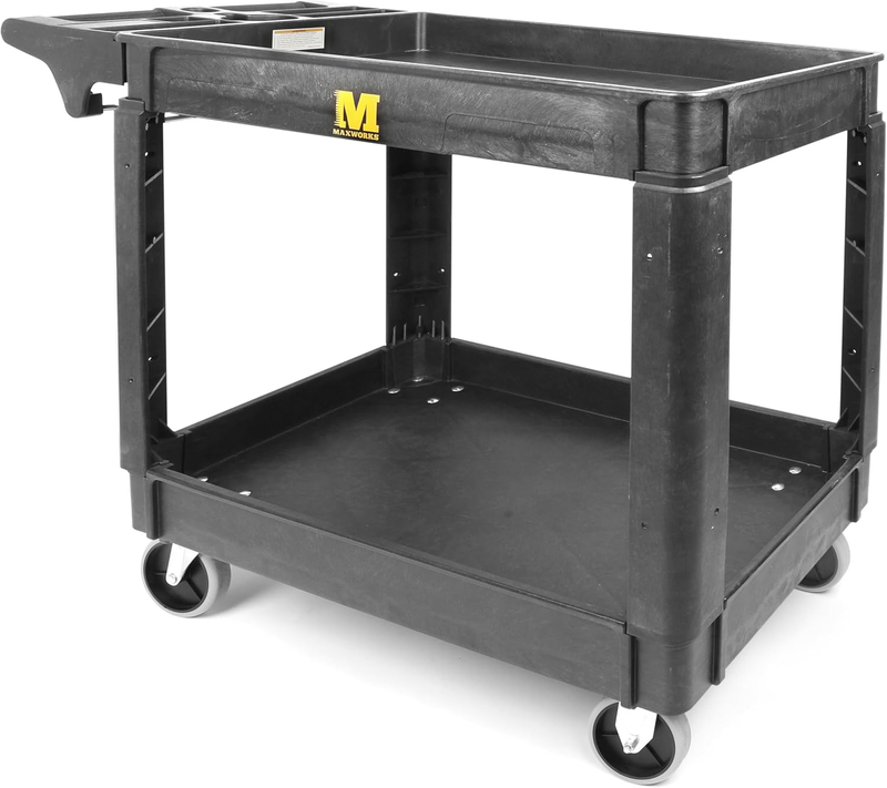 Heavy Duty 2‑Shelf Service Cart 500 Lb Capacity Polypropylene Utility Cart with