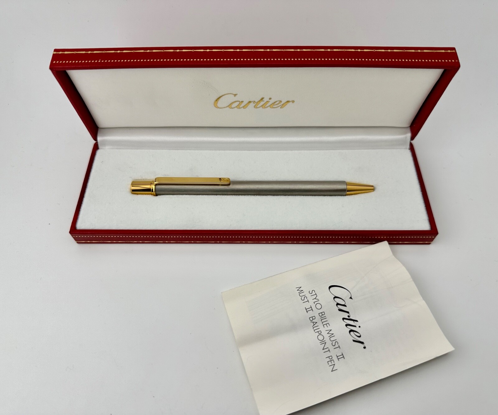 Vintage Cartier Stylo Bille Must II Brushed Gold Plated