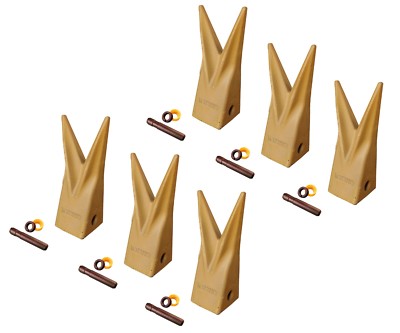 6 - Cat J300 Style Twin Tiger Bucket Rock Teeth- 1U-3302WTL, 135-9308, 101-0708