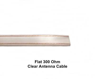 100 Foot Length of CLEAR 300 Ohm FLAT TV Antenna Wire