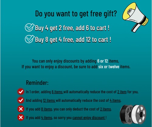 [BUY 4 GET 2 FREE,ADD 6 ] SUNLU PLA Matte META PLA+ PETG SILK ABS Filament 1KG