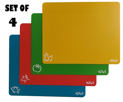 1 Click Extra Thick Flexible Plastic Cutting Board Mats With Food Icons